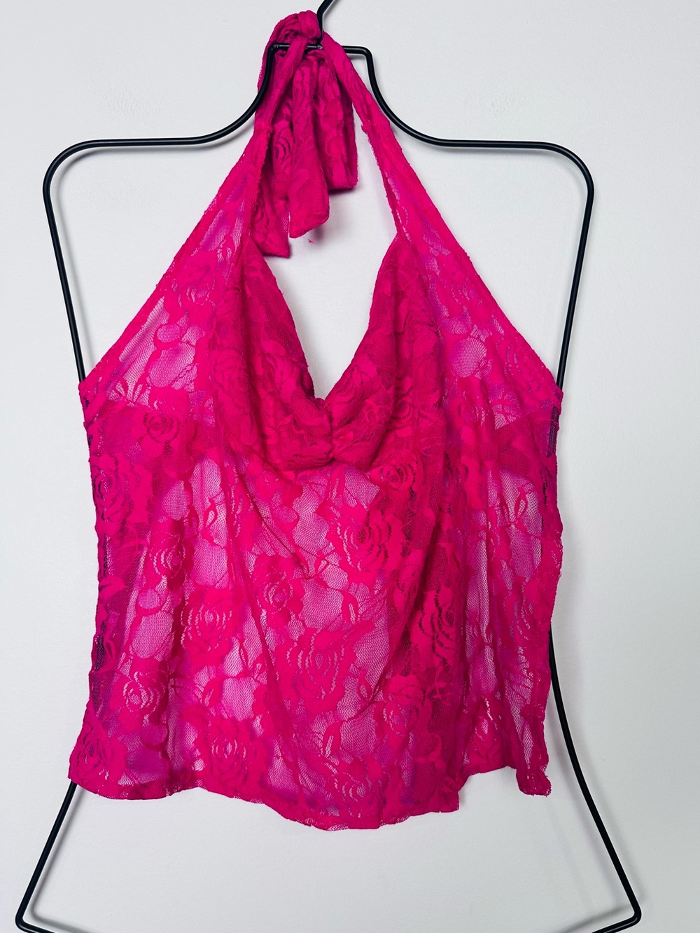 Fuchsia Lace Halter Top Size Small